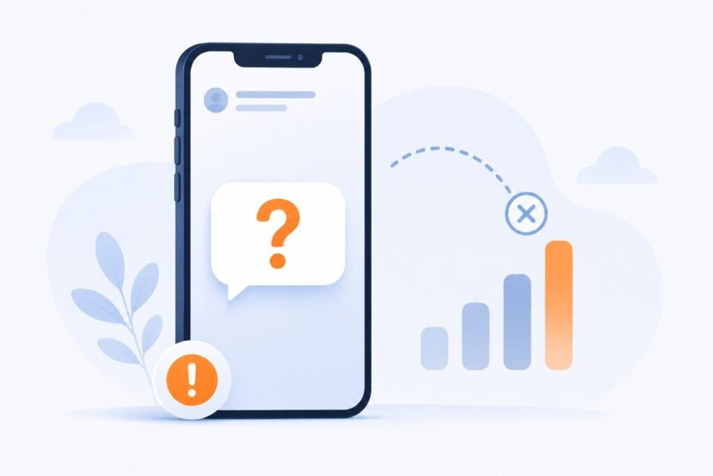 Smartphone with a question mark representing a missing OTP verification code