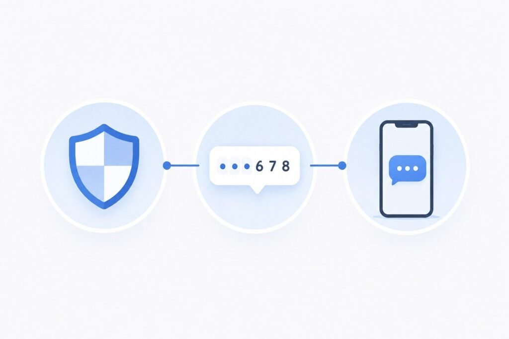Diagram comparing 2FA, OTP, and SMS verification concepts