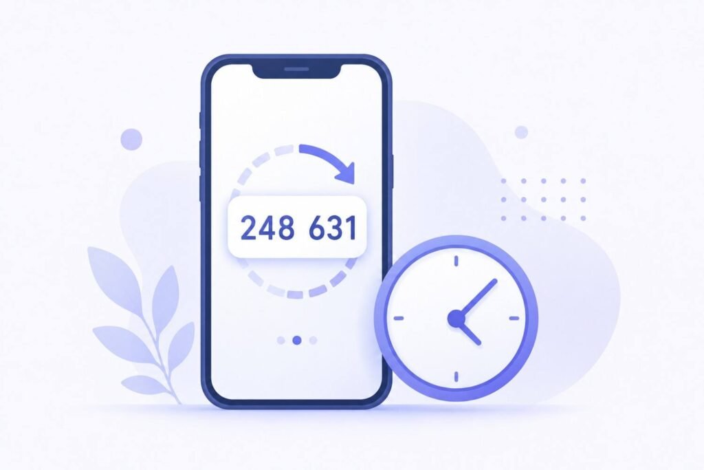Smartphone showing a one-time password code with a clock icon representing time-based generation
